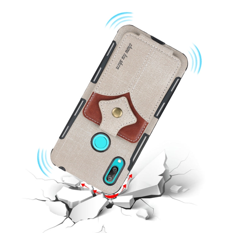 For Huawei Y7 (2019) Cloth Texture + PU + TPU Shockproof Protective Case with Card Slots