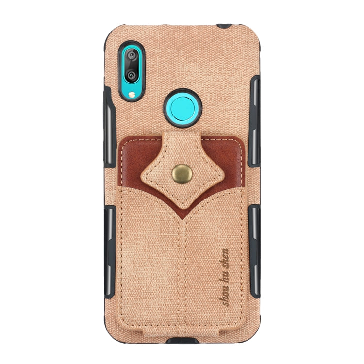 For Huawei Y7 (2019) Cloth Texture + PU + TPU Shockproof Protective Case with Card Slots