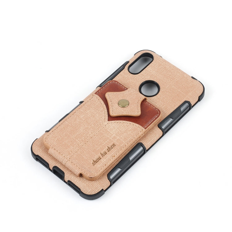 For Huawei Y7 (2019) Cloth Texture + PU + TPU Shockproof Protective Case with Card Slots