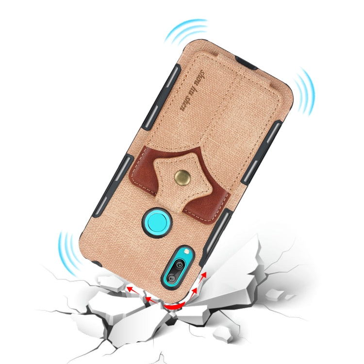 For Huawei Y7 (2019) Cloth Texture + PU + TPU Shockproof Protective Case with Card Slots