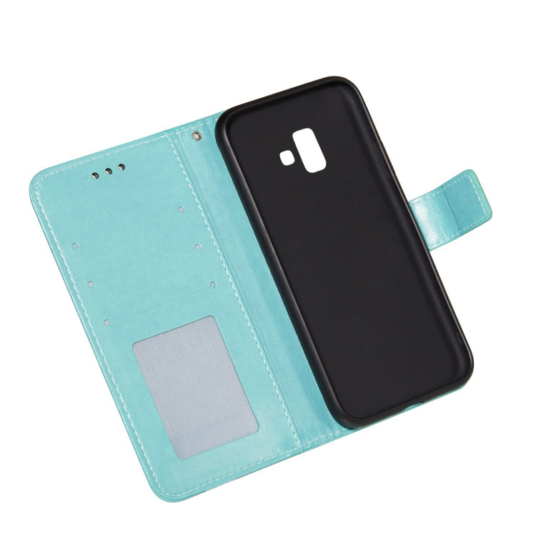For Samsung Galaxy J6+ Flower Vine Embossing Pattern Horizontal Flip Leather Case with Card Slot & Holder & Wallet & Lanyard