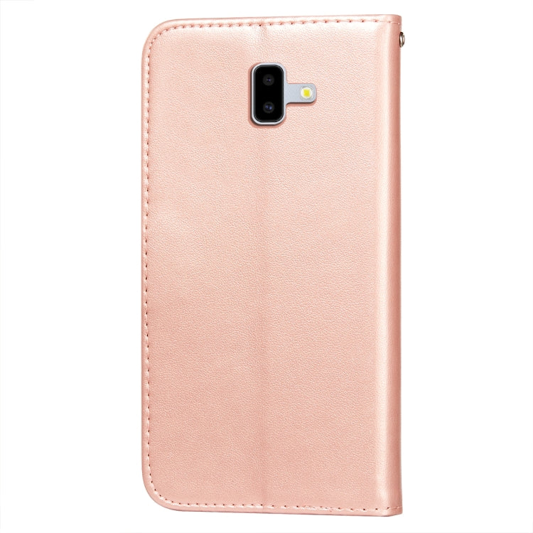 For Samsung Galaxy J6+ Flower Vine Embossing Pattern Horizontal Flip Leather Case with Card Slot & Holder & Wallet & Lanyard