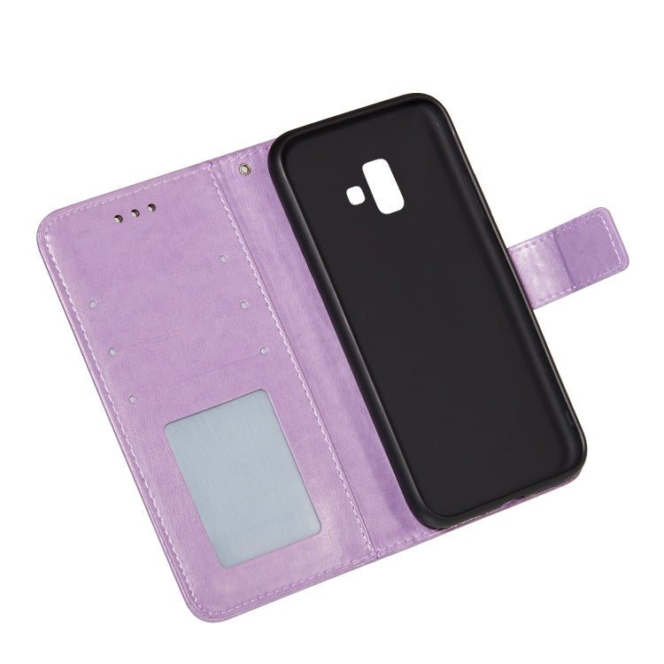 For Samsung Galaxy J6+ Flower Vine Embossing Pattern Horizontal Flip Leather Case with Card Slot & Holder & Wallet & Lanyard