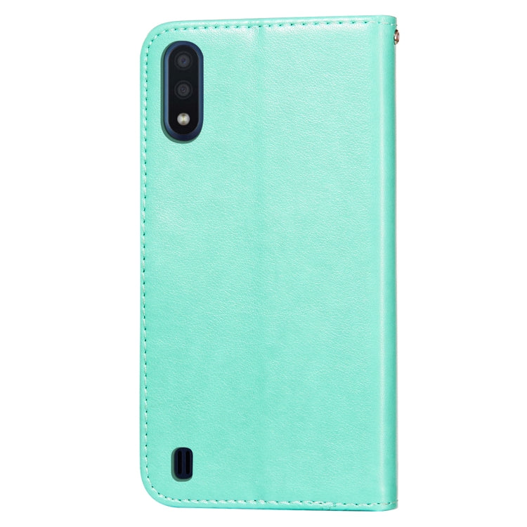 For Samsung Galaxy M01 Flower Vine Embossing Pattern Horizontal Flip Leather Case with Card Slot & Holder & Wallet & Lanyard