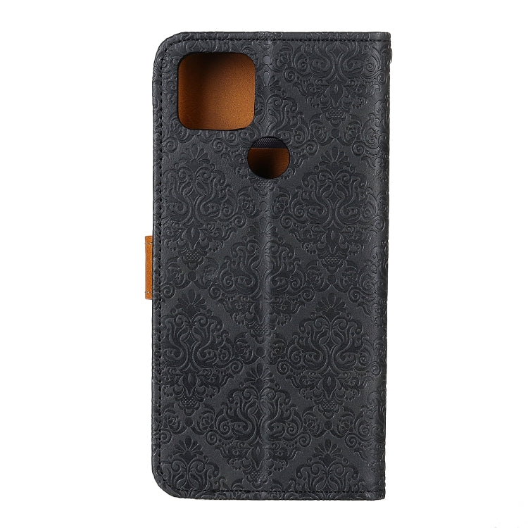 For OPPO Realme C12 European Floral Embossed Copper Buckle Horizontal Flip PU Leather Case with Holder & Card Slots & Wallet & Photo Frame