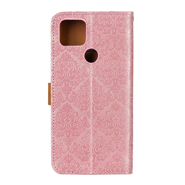 For OPPO Realme C12 European Floral Embossed Copper Buckle Horizontal Flip PU Leather Case with Holder & Card Slots & Wallet & Photo Frame