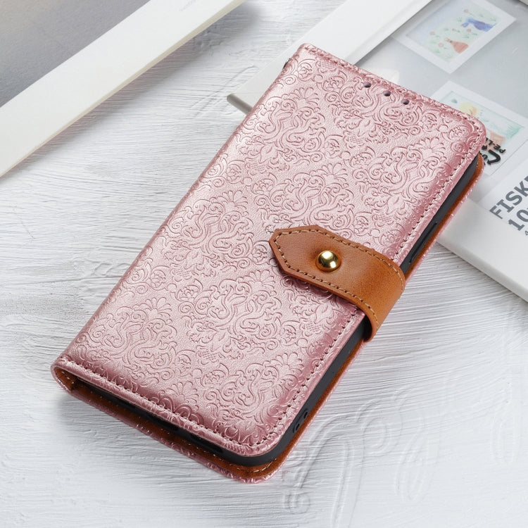 For OPPO Reno5 5G European Floral Embossed Copper Buckle Horizontal Flip PU Leather Case with Holder & Card Slots & Wallet & Photo Frame