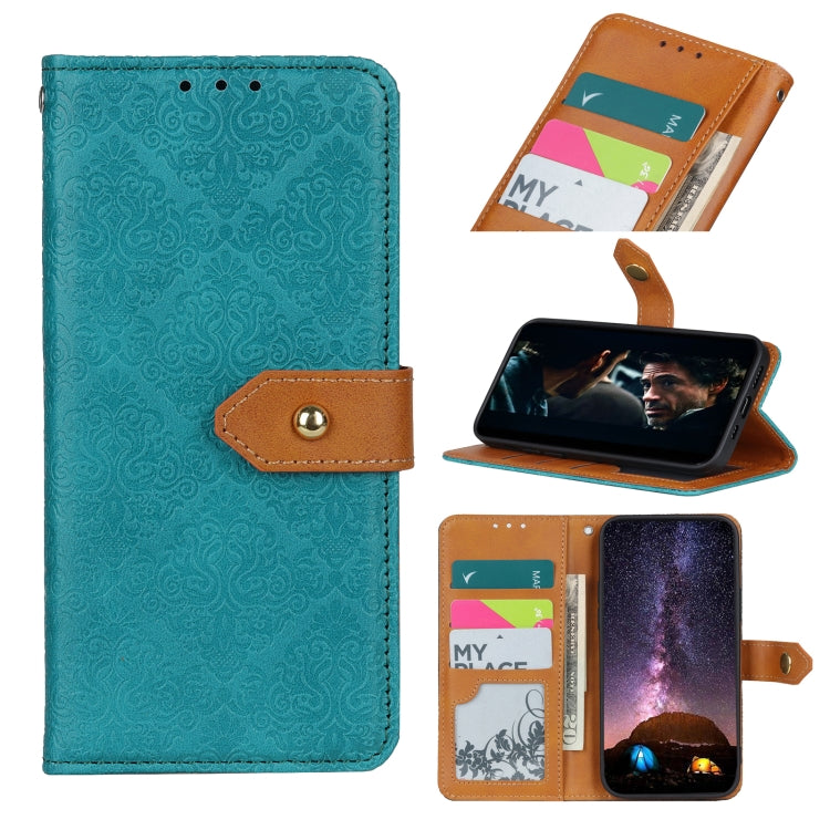 For OPPO Reno5 Pro Plus European Floral Embossed Copper Buckle Horizontal Flip PU Leather Case with Holder & Card Slots & Wallet & Photo Frame