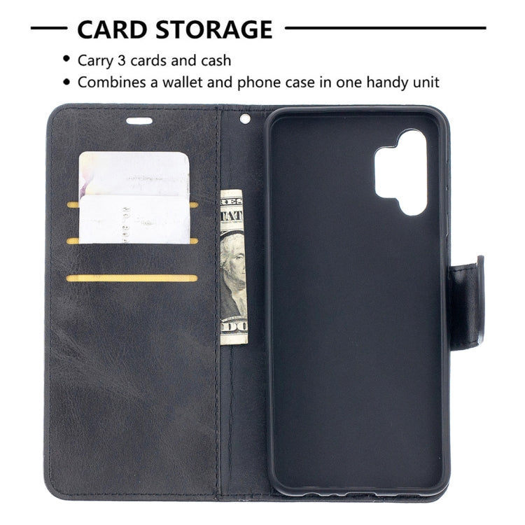 For Samsung Galaxy A32 5G Retro Lambskin Texture Pure Color Horizontal Flip PU Leather Case with Holder & Card Slots & Wallet & Lanyard