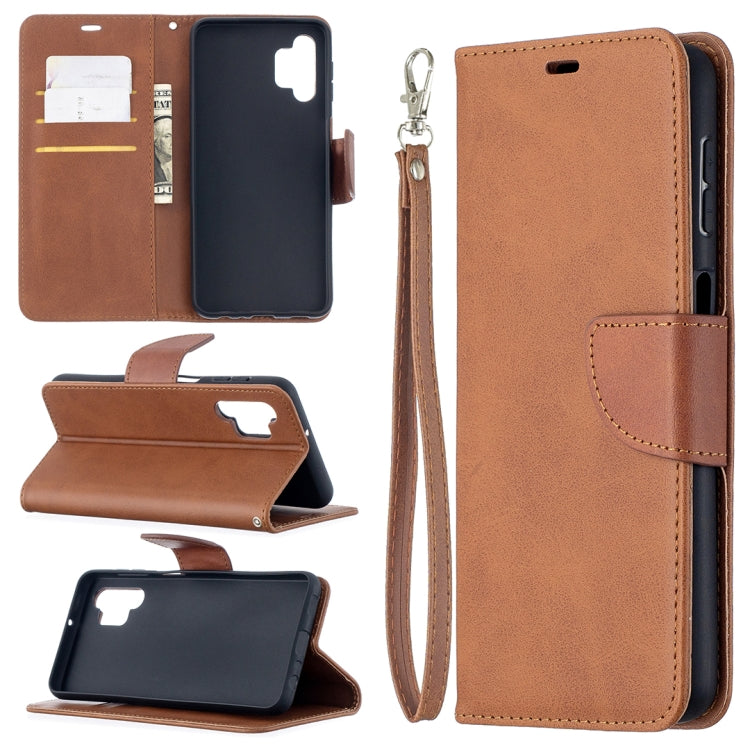 For Samsung Galaxy A32 5G Retro Lambskin Texture Pure Color Horizontal Flip PU Leather Case with Holder & Card Slots & Wallet & Lanyard