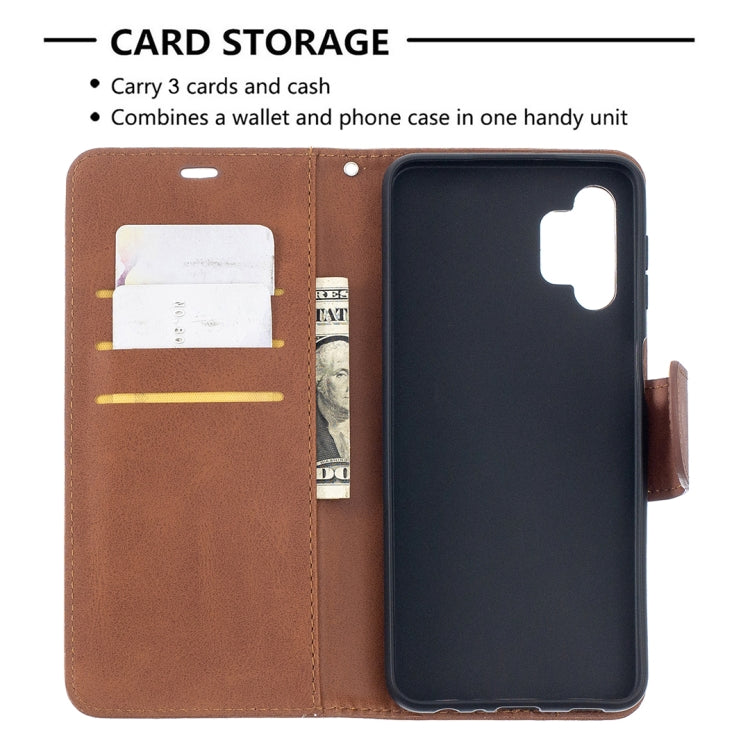 For Samsung Galaxy A32 5G Retro Lambskin Texture Pure Color Horizontal Flip PU Leather Case with Holder & Card Slots & Wallet & Lanyard