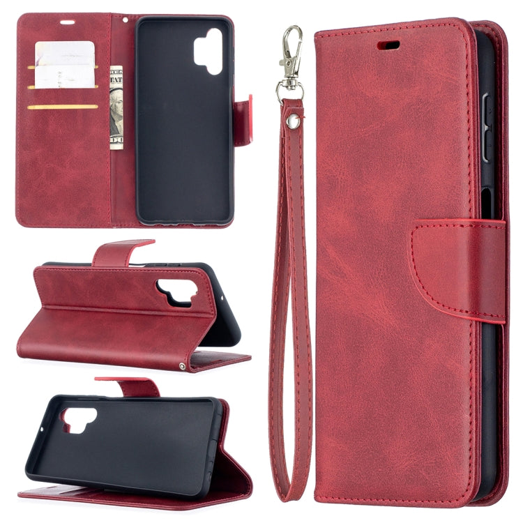 For Samsung Galaxy A32 5G Retro Lambskin Texture Pure Color Horizontal Flip PU Leather Case with Holder & Card Slots & Wallet & Lanyard