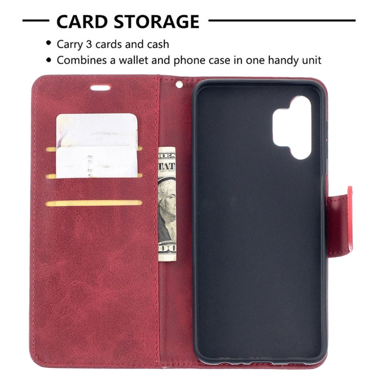 For Samsung Galaxy A32 5G Retro Lambskin Texture Pure Color Horizontal Flip PU Leather Case with Holder & Card Slots & Wallet & Lanyard