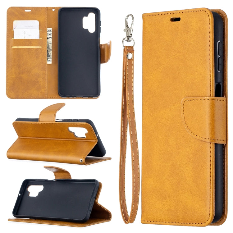 For Samsung Galaxy A32 5G Retro Lambskin Texture Pure Color Horizontal Flip PU Leather Case with Holder & Card Slots & Wallet & Lanyard