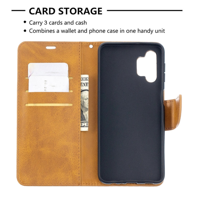 For Samsung Galaxy A32 5G Retro Lambskin Texture Pure Color Horizontal Flip PU Leather Case with Holder & Card Slots & Wallet & Lanyard