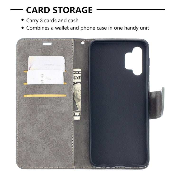 For Samsung Galaxy A32 5G Retro Lambskin Texture Pure Color Horizontal Flip PU Leather Case with Holder & Card Slots & Wallet & Lanyard