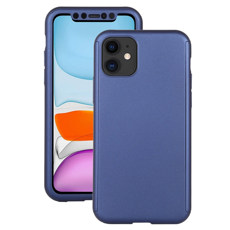 For iPhone 11 Shockproof PC Full Coverage Protective Case with Tempered Glass Film