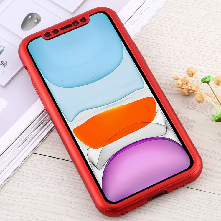 For iPhone 11 Shockproof PC Full Coverage Protective Case with Tempered Glass Film