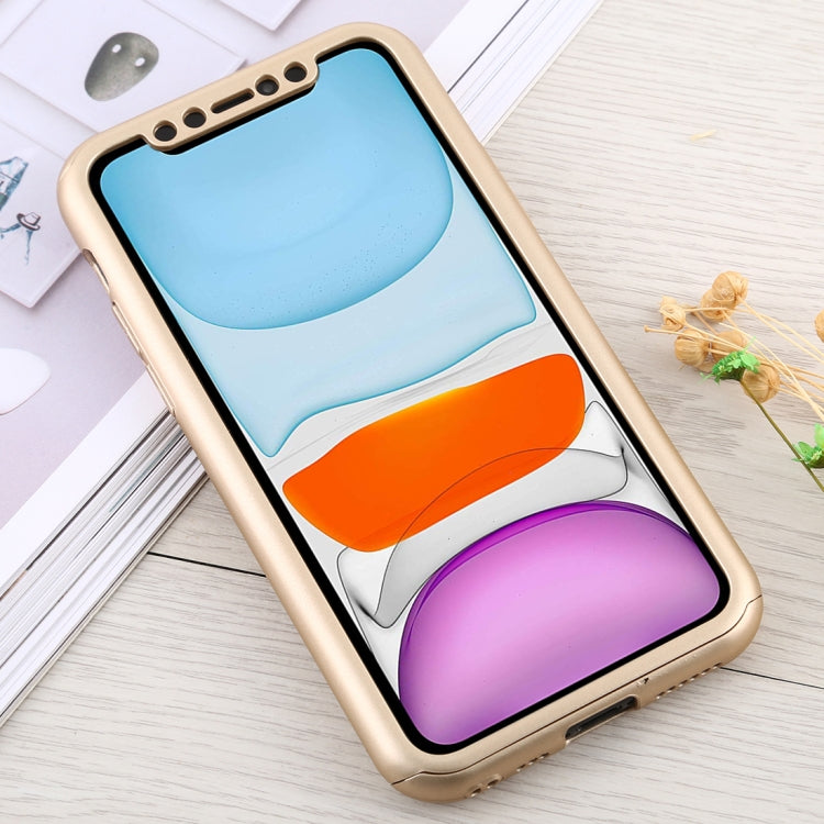 For iPhone 11 Shockproof PC Full Coverage Protective Case with Tempered Glass Film