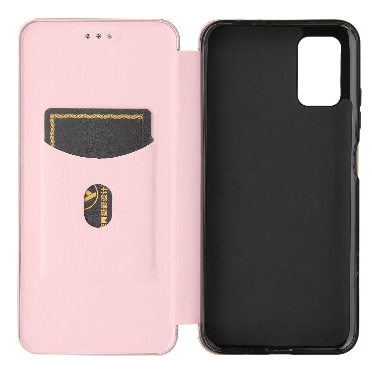 For HTC Desire 21 Pro Carbon Fiber Texture Horizontal Flip TPU + PC + PU Leather Case with Card Slot