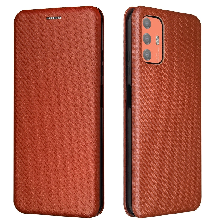 For HTC Desire 21 Pro Carbon Fiber Texture Horizontal Flip TPU + PC + PU Leather Case with Card Slot