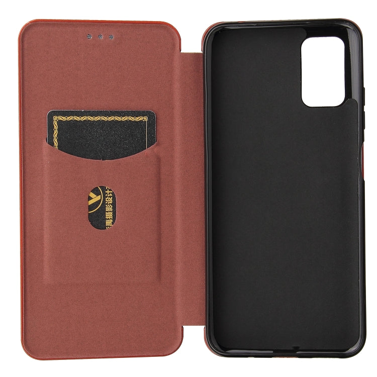 For HTC Desire 21 Pro Carbon Fiber Texture Horizontal Flip TPU + PC + PU Leather Case with Card Slot