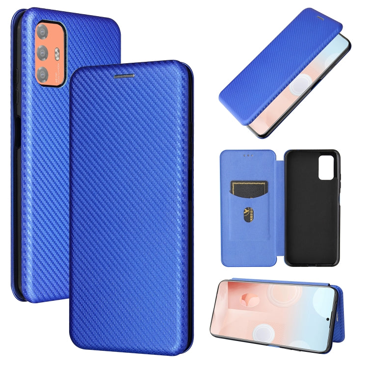 For HTC Desire 21 Pro Carbon Fiber Texture Horizontal Flip TPU + PC + PU Leather Case with Card Slot