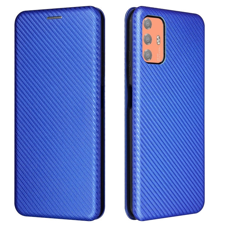 For HTC Desire 21 Pro Carbon Fiber Texture Horizontal Flip TPU + PC + PU Leather Case with Card Slot