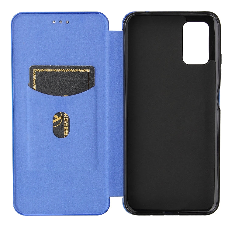 For HTC Desire 21 Pro Carbon Fiber Texture Horizontal Flip TPU + PC + PU Leather Case with Card Slot