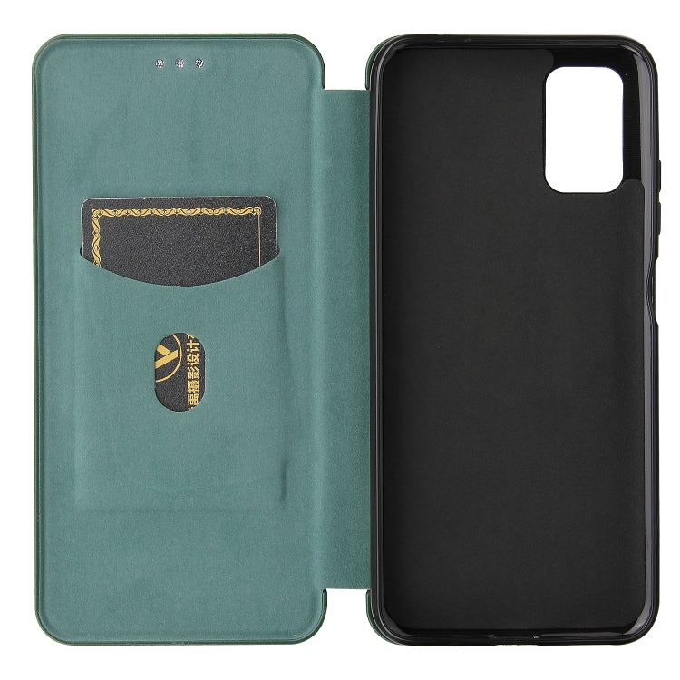 For HTC Desire 21 Pro Carbon Fiber Texture Horizontal Flip TPU + PC + PU Leather Case with Card Slot