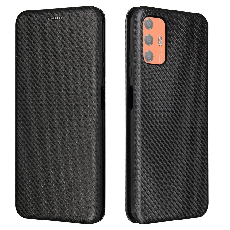 For HTC Desire 21 Pro Carbon Fiber Texture Horizontal Flip TPU + PC + PU Leather Case with Card Slot