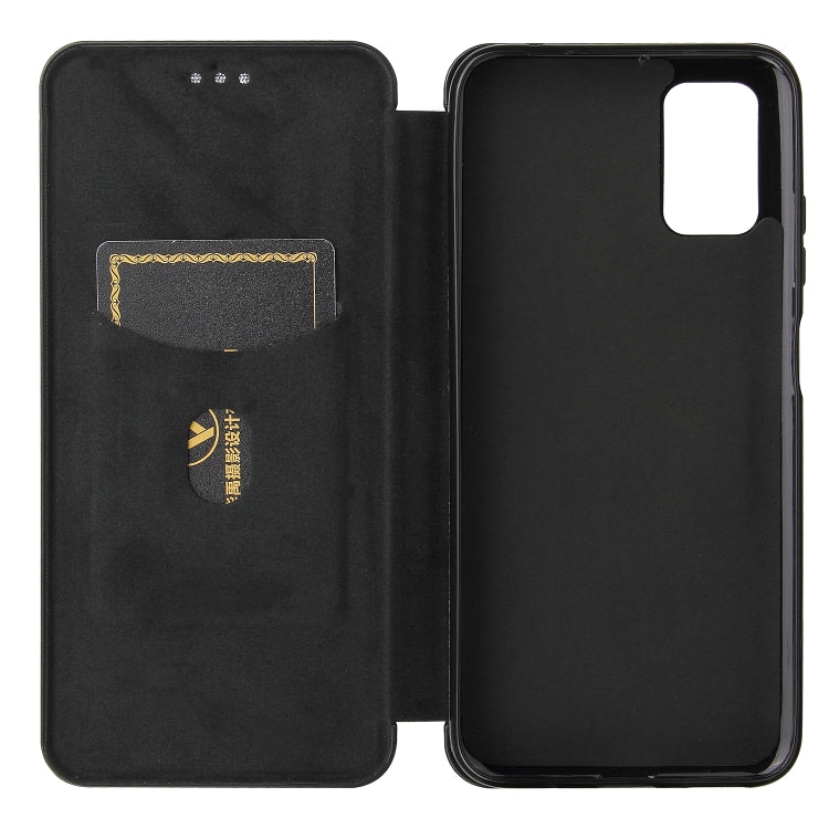 For HTC Desire 21 Pro Carbon Fiber Texture Horizontal Flip TPU + PC + PU Leather Case with Card Slot