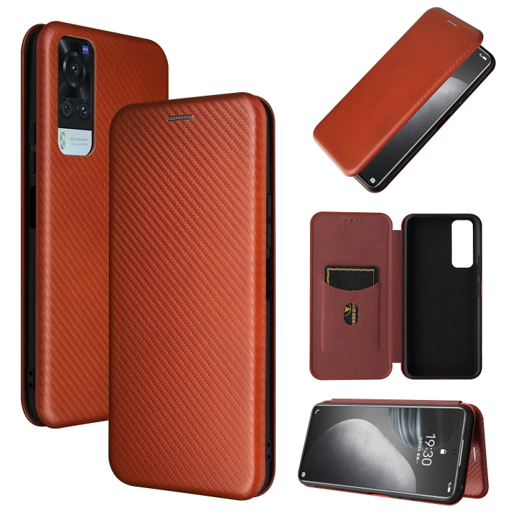 For vivo Y51 2020 Carbon Fiber Texture Horizontal Flip TPU + PC + PU Leather Case with Card Slot