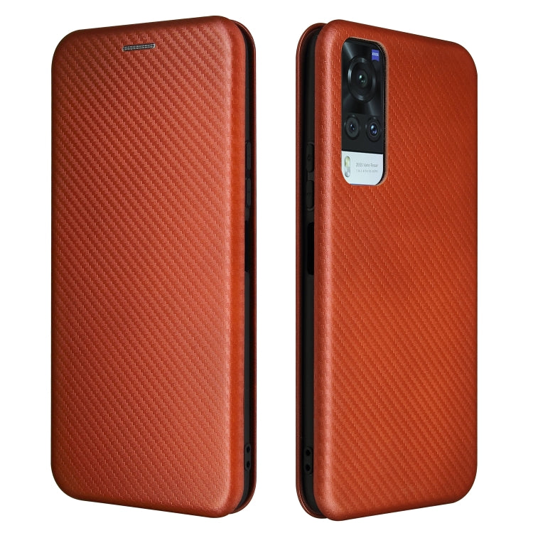 For vivo Y51 2020 Carbon Fiber Texture Horizontal Flip TPU + PC + PU Leather Case with Card Slot