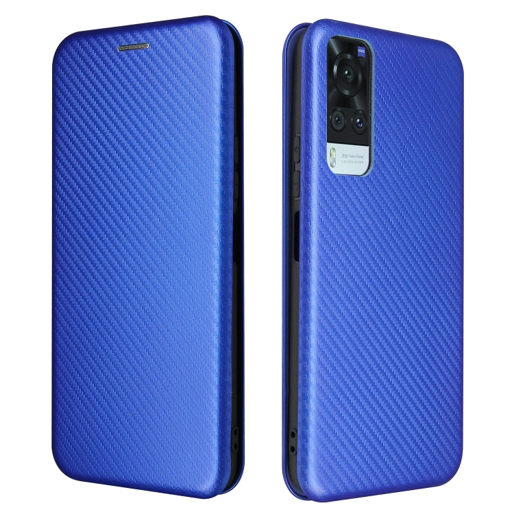 For vivo Y51 2020 Carbon Fiber Texture Horizontal Flip TPU + PC + PU Leather Case with Card Slot