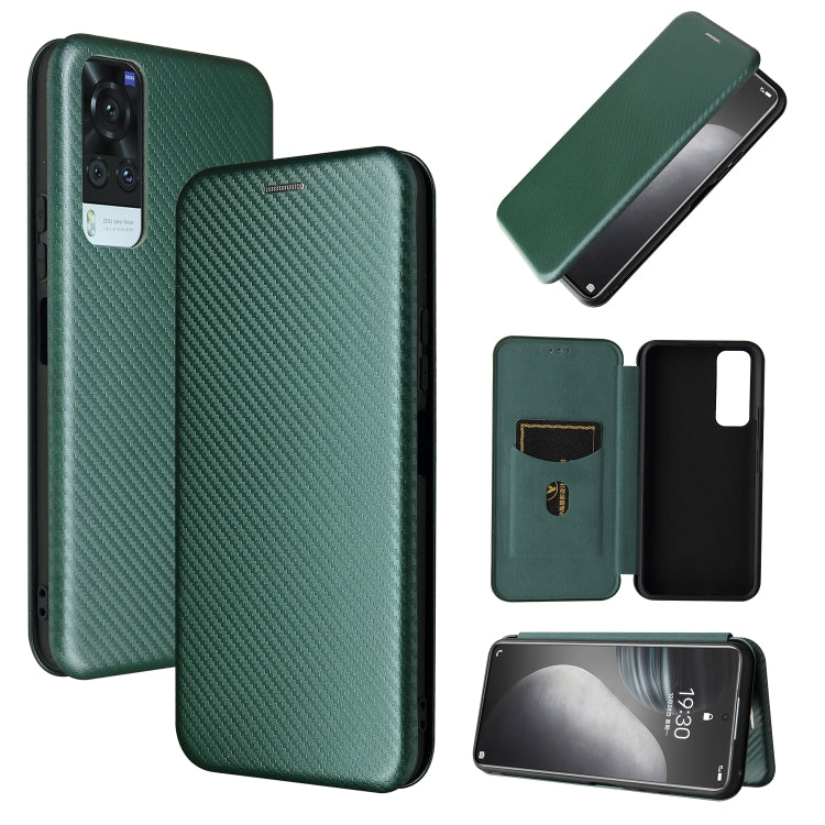 For vivo Y51 2020 Carbon Fiber Texture Horizontal Flip TPU + PC + PU Leather Case with Card Slot