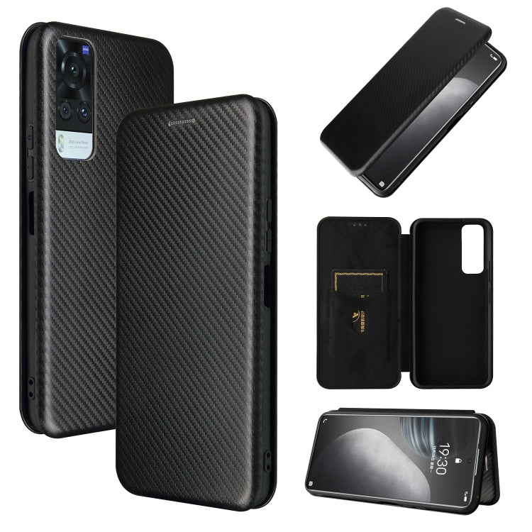 For vivo Y51 2020 Carbon Fiber Texture Horizontal Flip TPU + PC + PU Leather Case with Card Slot
