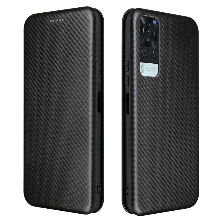 For vivo Y51 2020 Carbon Fiber Texture Horizontal Flip TPU + PC + PU Leather Case with Card Slot