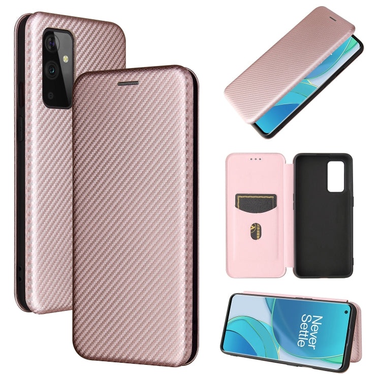 For OnePlus 9 Carbon Fiber Texture Horizontal Flip TPU + PC + PU Leather Case with Card Slot