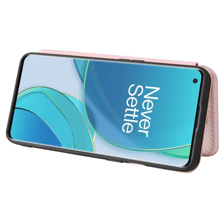 For OnePlus 9 Carbon Fiber Texture Horizontal Flip TPU + PC + PU Leather Case with Card Slot