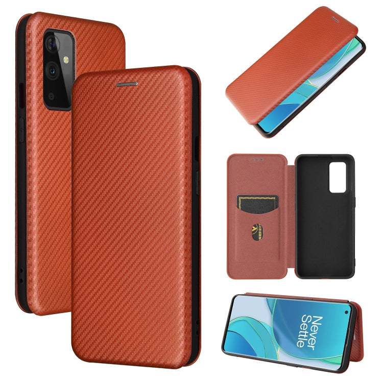 For OnePlus 9 Carbon Fiber Texture Horizontal Flip TPU + PC + PU Leather Case with Card Slot