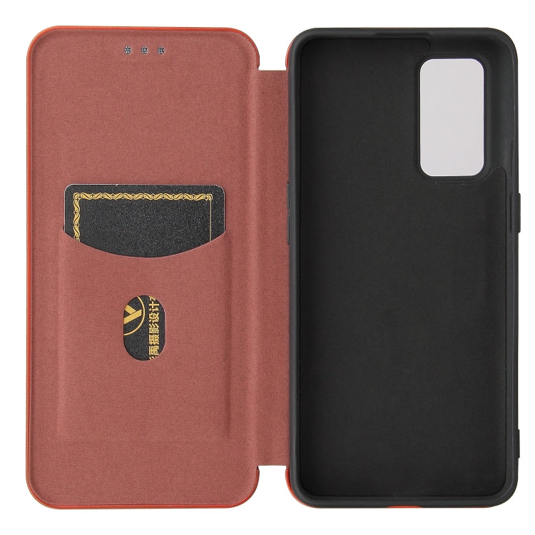 For OnePlus 9 Carbon Fiber Texture Horizontal Flip TPU + PC + PU Leather Case with Card Slot