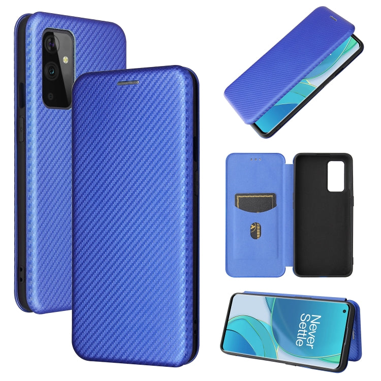 For OnePlus 9 Carbon Fiber Texture Horizontal Flip TPU + PC + PU Leather Case with Card Slot