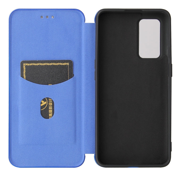 For OnePlus 9 Carbon Fiber Texture Horizontal Flip TPU + PC + PU Leather Case with Card Slot