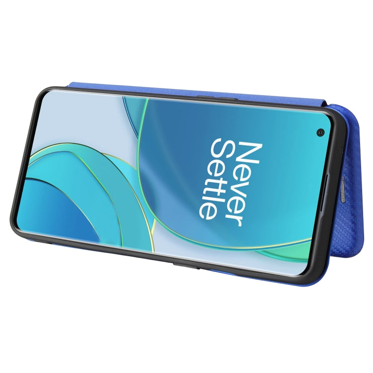 For OnePlus 9 Carbon Fiber Texture Horizontal Flip TPU + PC + PU Leather Case with Card Slot