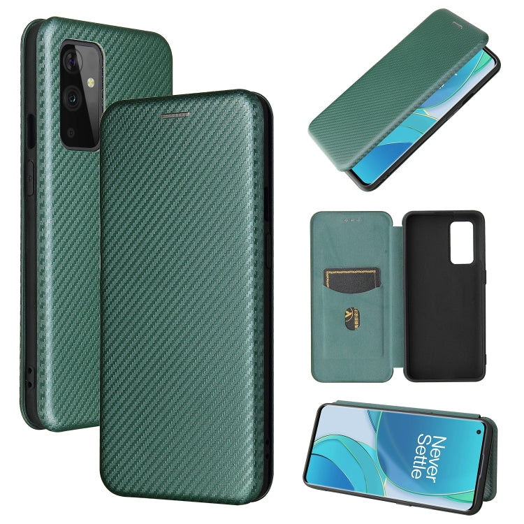 For OnePlus 9 Carbon Fiber Texture Horizontal Flip TPU + PC + PU Leather Case with Card Slot