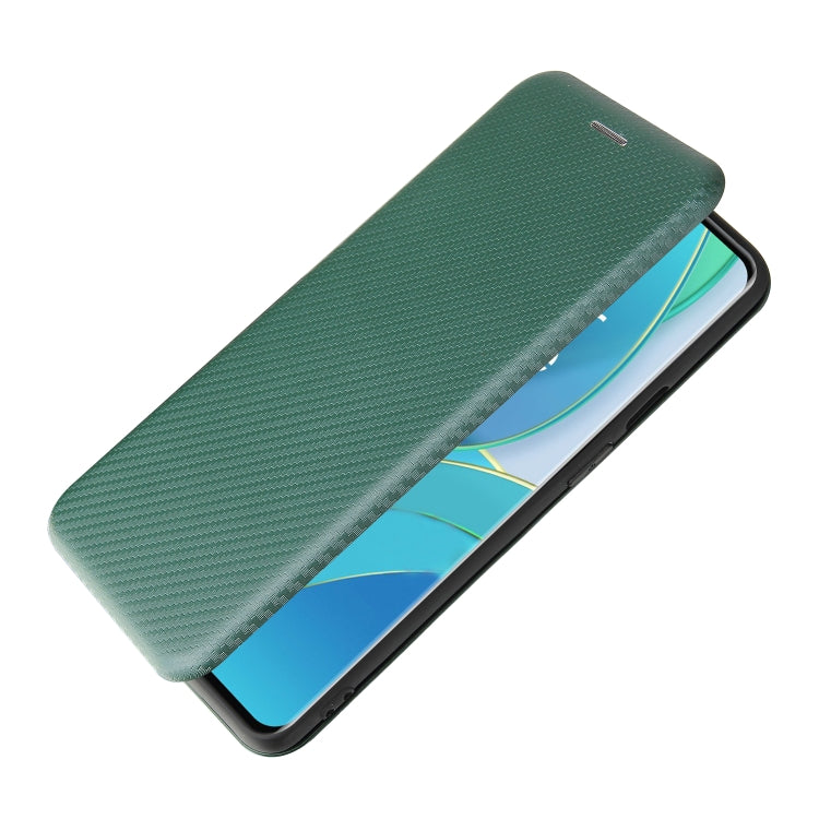 For OnePlus 9 Carbon Fiber Texture Horizontal Flip TPU + PC + PU Leather Case with Card Slot
