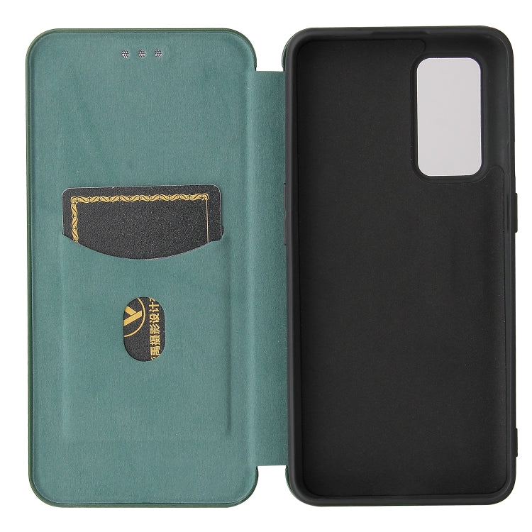 For OnePlus 9 Carbon Fiber Texture Horizontal Flip TPU + PC + PU Leather Case with Card Slot