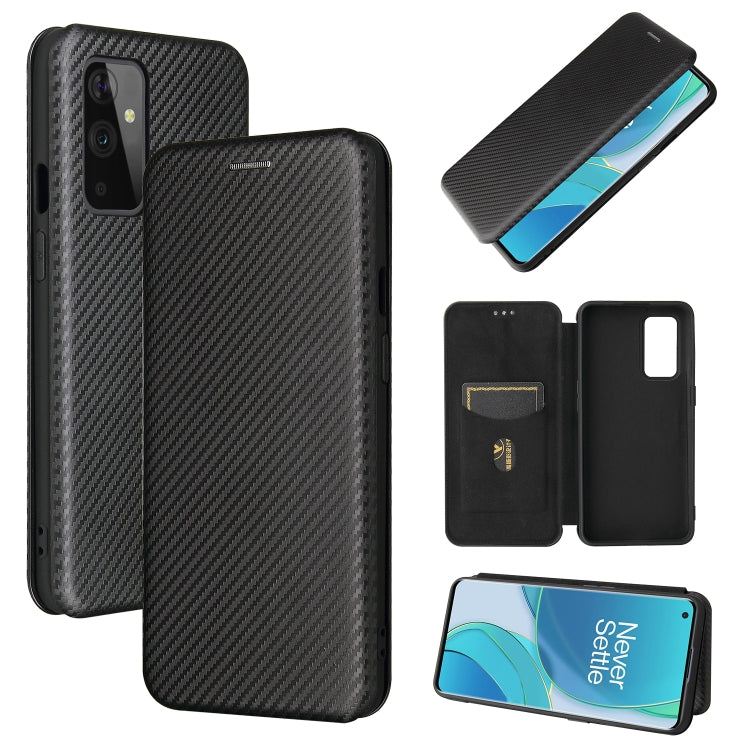For OnePlus 9 Carbon Fiber Texture Horizontal Flip TPU + PC + PU Leather Case with Card Slot