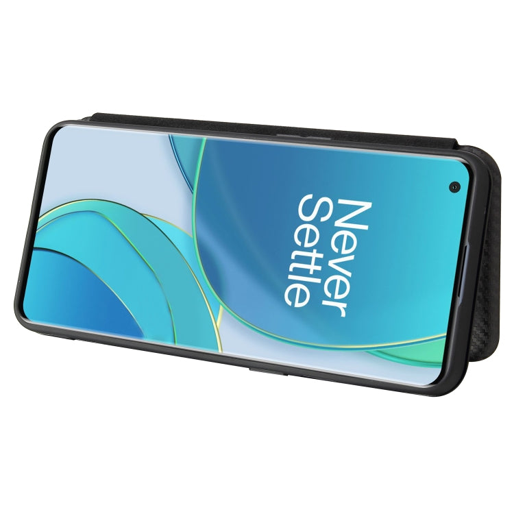 For OnePlus 9 Carbon Fiber Texture Horizontal Flip TPU + PC + PU Leather Case with Card Slot